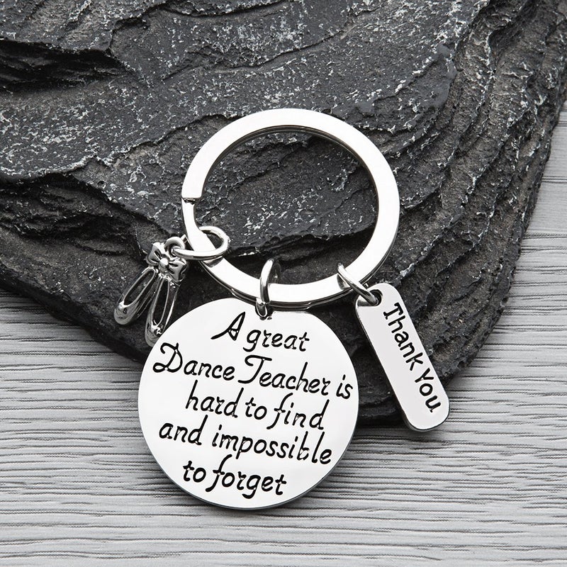 Infinity Collection Dance Teacher Keychain Gift â€“ A Great Dance Teacher Is Hard to Find Quote with Ballet Shoe and Thank You Charms, Appreciation Present for Instructor or Coach - Image 4